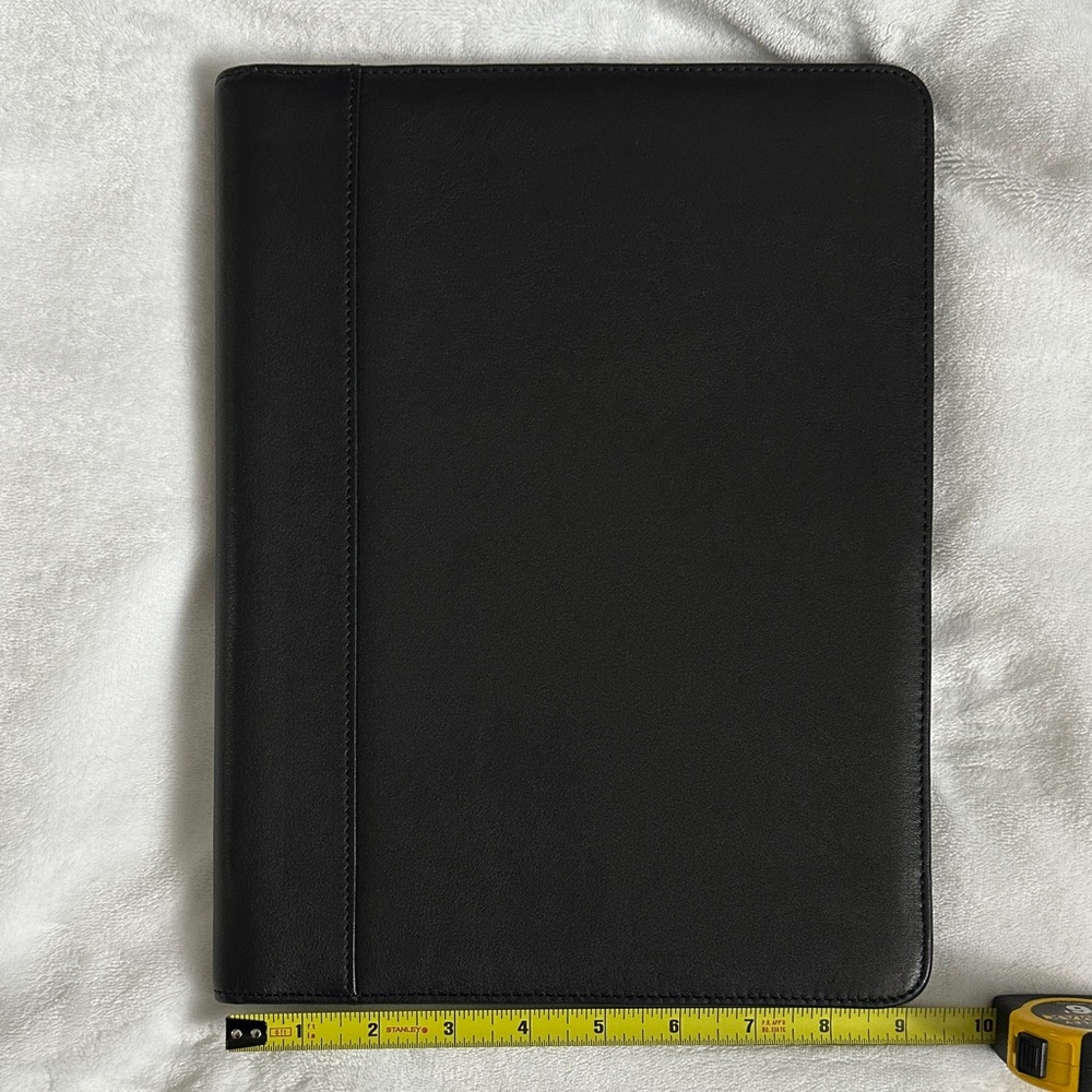 Leatherology yellow paper pad folio - black leather